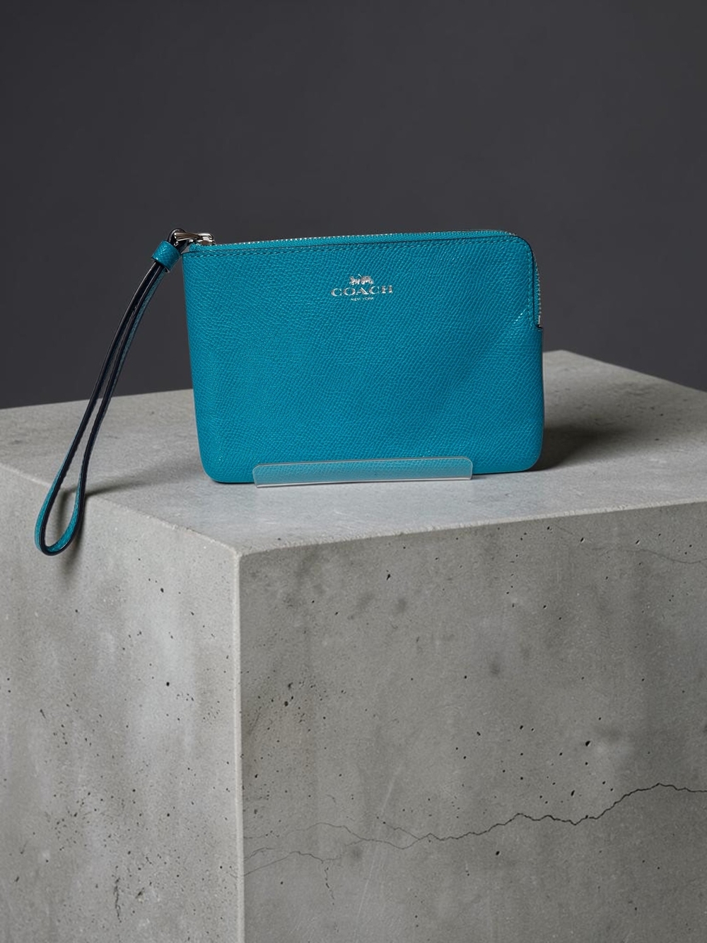 Coach Teal Stagecoach Leather Wristlet